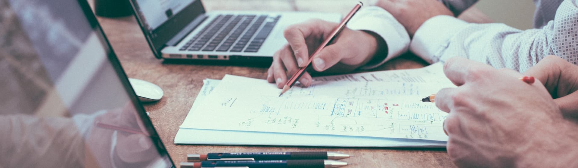 Professional desk with planning documents